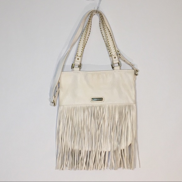 Steven Madden White Leather Fringe Shoulder bag - Picture 2 of 6